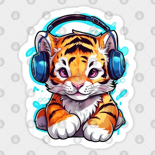 Jungle Jams Graffiti Tiger Cub Sticker by SusannesArtShop